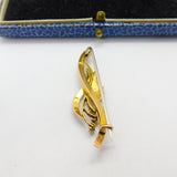 9ct Yellow Gold, Sapphire & Seed Pearl Sweetheart Brooch Antique c1910 Edwardian