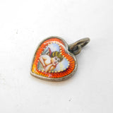 19th Century Austro-Hungarian Sterling Silver & Enamel Cherub Heart Charm c1880