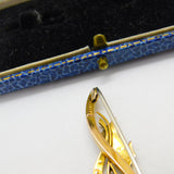 9ct Yellow Gold, Sapphire & Seed Pearl Sweetheart Brooch Antique c1910 Edwardian