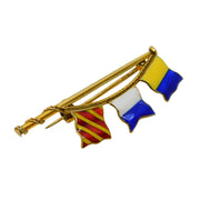 Benzie Cowes 9ct Gold & Enamel Sailing Flags Brooch Vintage 1969 London