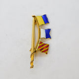 Benzie Cowes 9ct Gold & Enamel Sailing Flags Brooch Vintage 1969 London