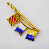 Benzie Cowes 9ct Gold & Enamel Sailing Flags Brooch Vintage 1969 London