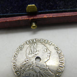 King George III Sterling Silver 1787 Shilling Coin Very Fine Condition Drilled