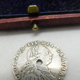 King George III Sterling Silver 1787 Shilling Coin Very Fine Condition Drilled