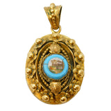 Victorian Pinchbeck Micro-Mosaic Mourning Locket Pendant Antique c1840