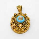 Victorian Pinchbeck Micro-Mosaic Mourning Locket Pendant Antique c1840