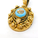 Victorian Pinchbeck Micro-Mosaic Mourning Locket Pendant Antique c1840