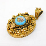 Victorian Pinchbeck Micro-Mosaic Mourning Locket Pendant Antique c1840