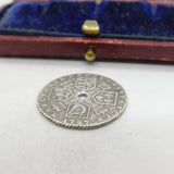 King George III Sterling Silver 1787 Shilling Coin Very Fine Condition Drilled