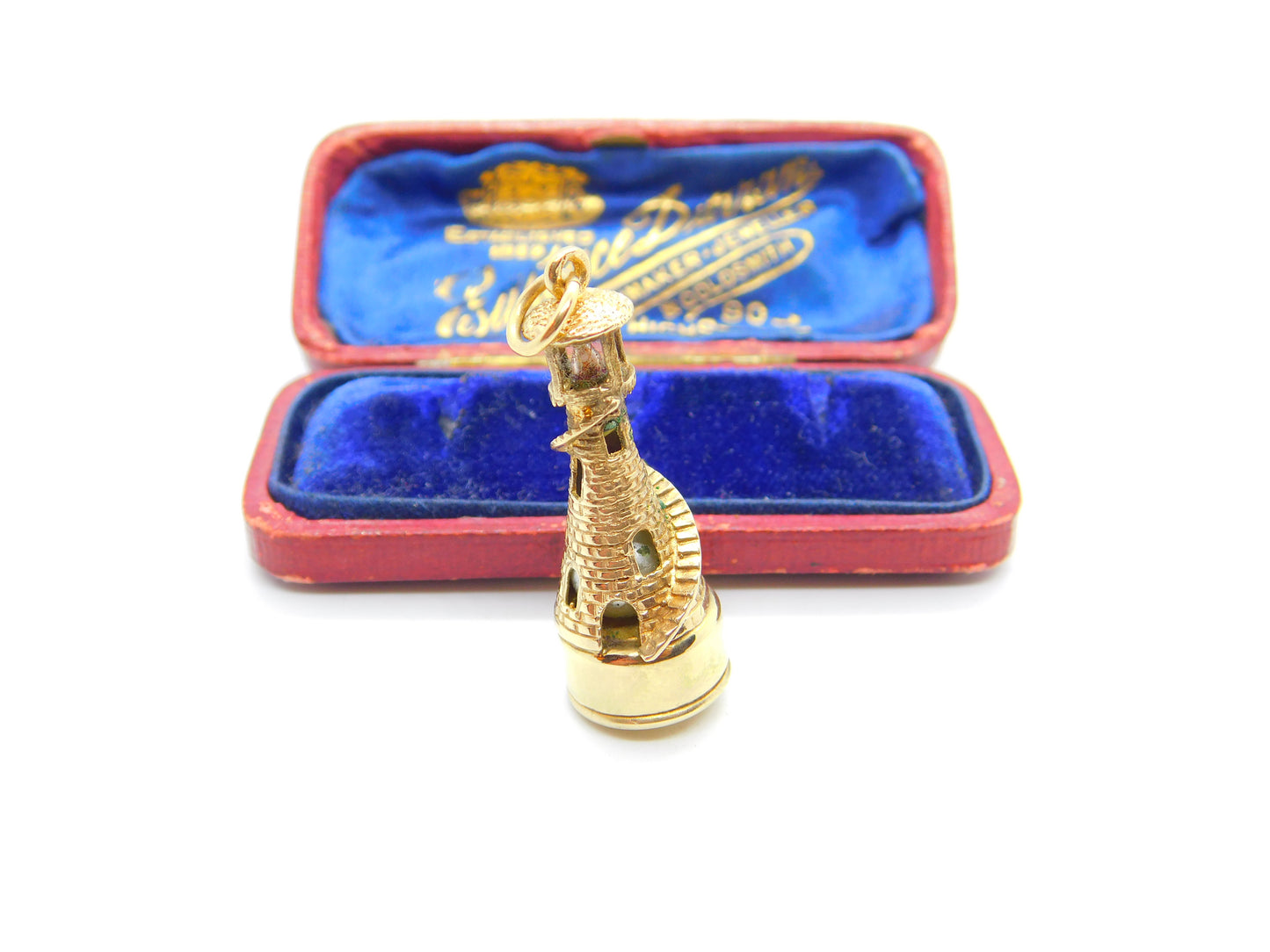 9ct Yellow Gold Large Lighthouse Charm Pendant Vintage 1965 London