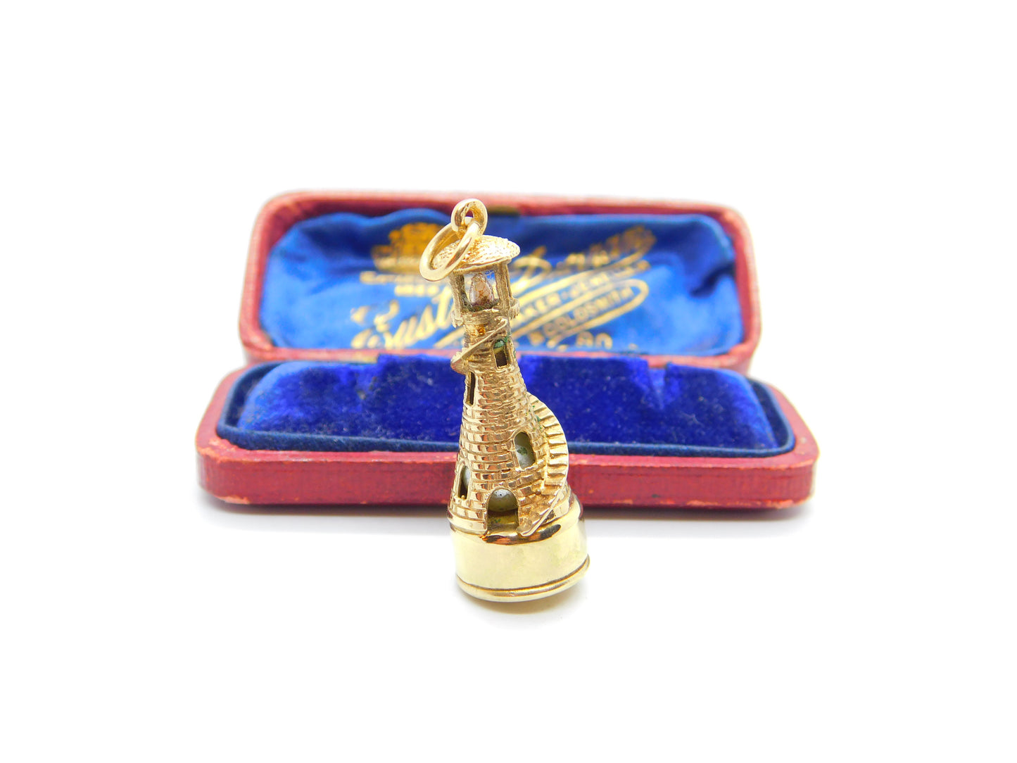 9ct Yellow Gold Large Lighthouse Charm Pendant Vintage 1965 London