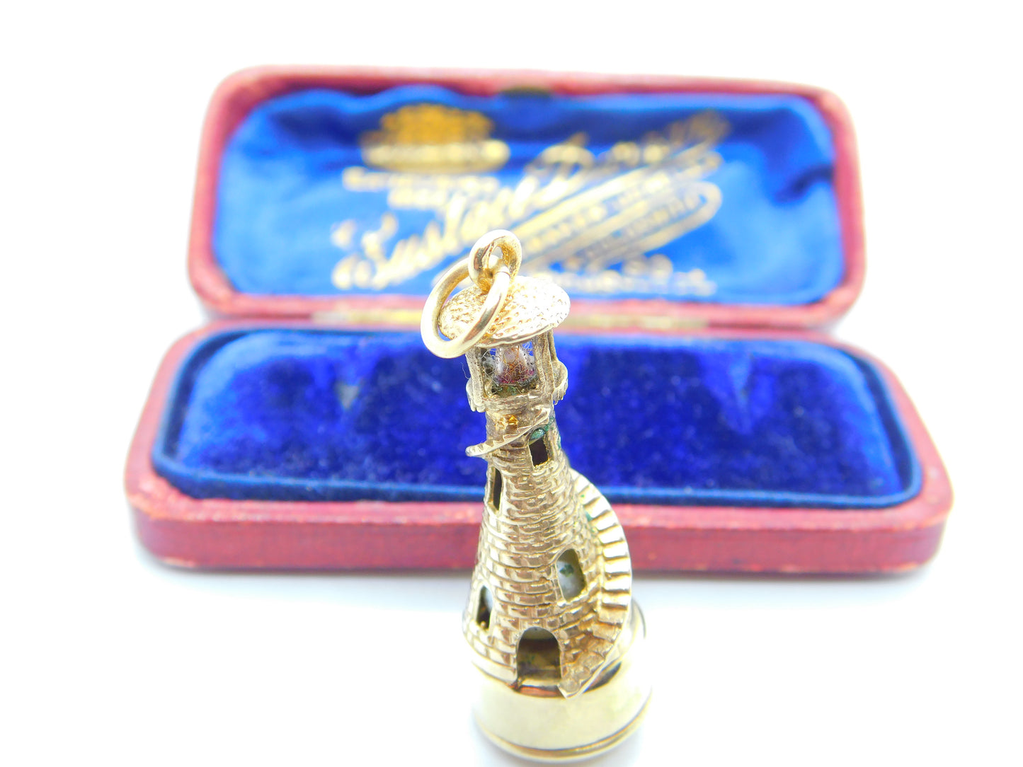 9ct Yellow Gold Large Lighthouse Charm Pendant Vintage 1965 London