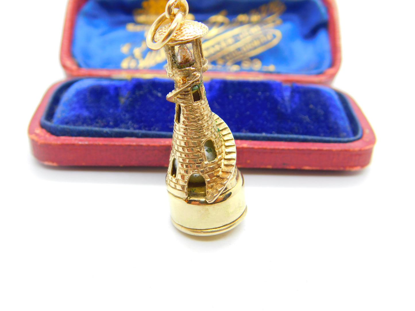 9ct Yellow Gold Large Lighthouse Charm Pendant Vintage 1965 London