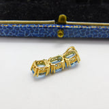 9ct Yellow Gold & Three Stone Blue Topaz Drop Pendant Vintage 2007 Birmingham