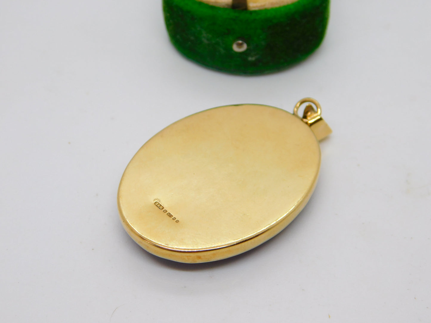 Large 9ct Yellow Gold Mounted Lapis Lazuli Drop Pendant Vintage 1976 London