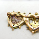 Edwardian 9ct Yellow Gold Mizpah Sweetheart Brooch c1910 Chester Antique