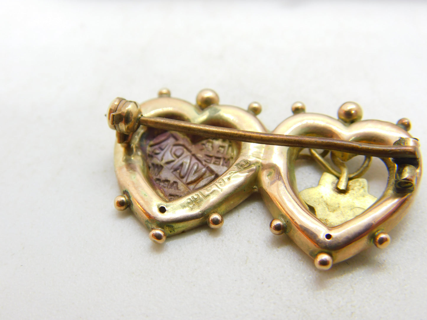 Edwardian 9ct Yellow Gold Mizpah Sweetheart Brooch c1910 Chester Antique