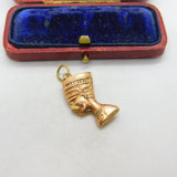 Egyptian 18ct Rose Gold Nefertiti Pharoah Pendant Charm Antique c1940