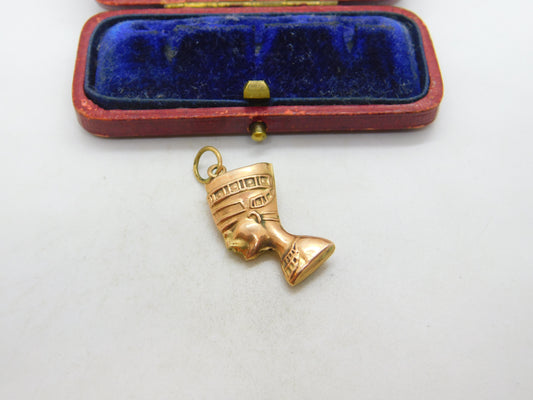 Egyptian 18ct Rose Gold Nefertiti Pharoah Pendant Charm Antique c1940