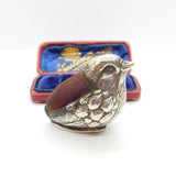 Edwardian Sterling Silver Red Pin Cushion in Chick or Bird Form c1910 Antique