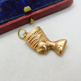 Egyptian 18ct Rose Gold Nefertiti Pharoah Pendant Charm Antique c1940