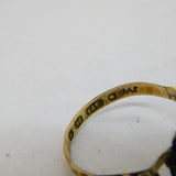 Victorian Sterling Silver, Almandine Garnet, Seed Pearl Floral Ring Antique 1864 Birmingham