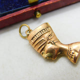 Egyptian 18ct Rose Gold Nefertiti Pharoah Pendant Charm Antique c1940