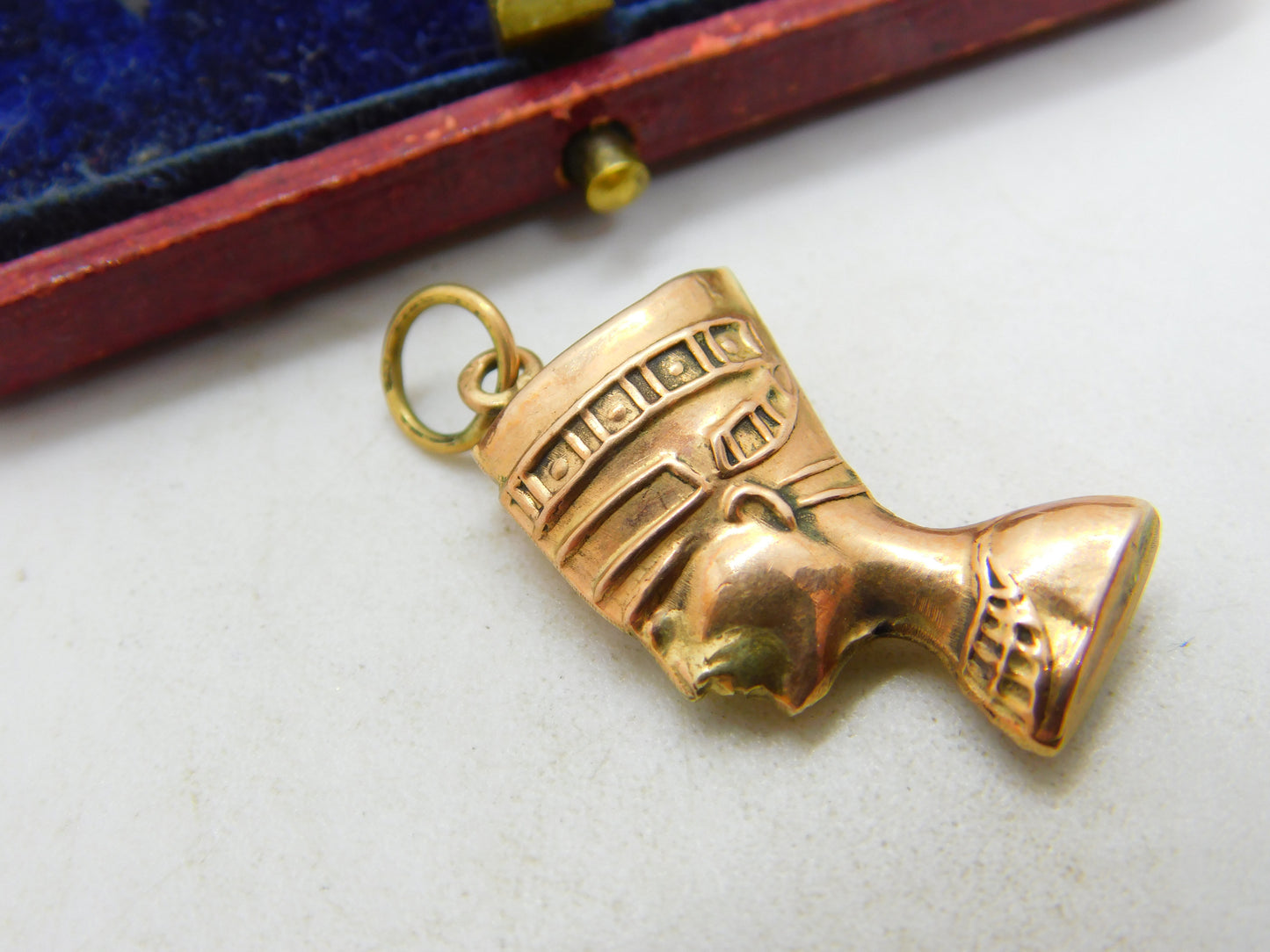 Egyptian 18ct Rose Gold Nefertiti Pharoah Pendant Charm Antique c1940