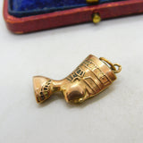 Egyptian 18ct Rose Gold Nefertiti Pharoah Pendant Charm Antique c1940