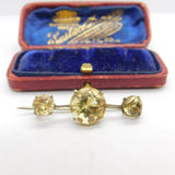Victorian Sterling Silver Gilt & Faceted Citrine Bar Brooch Antique c1890