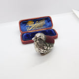 Edwardian Sterling Silver Red Pin Cushion in Chick or Bird Form c1910 Antique