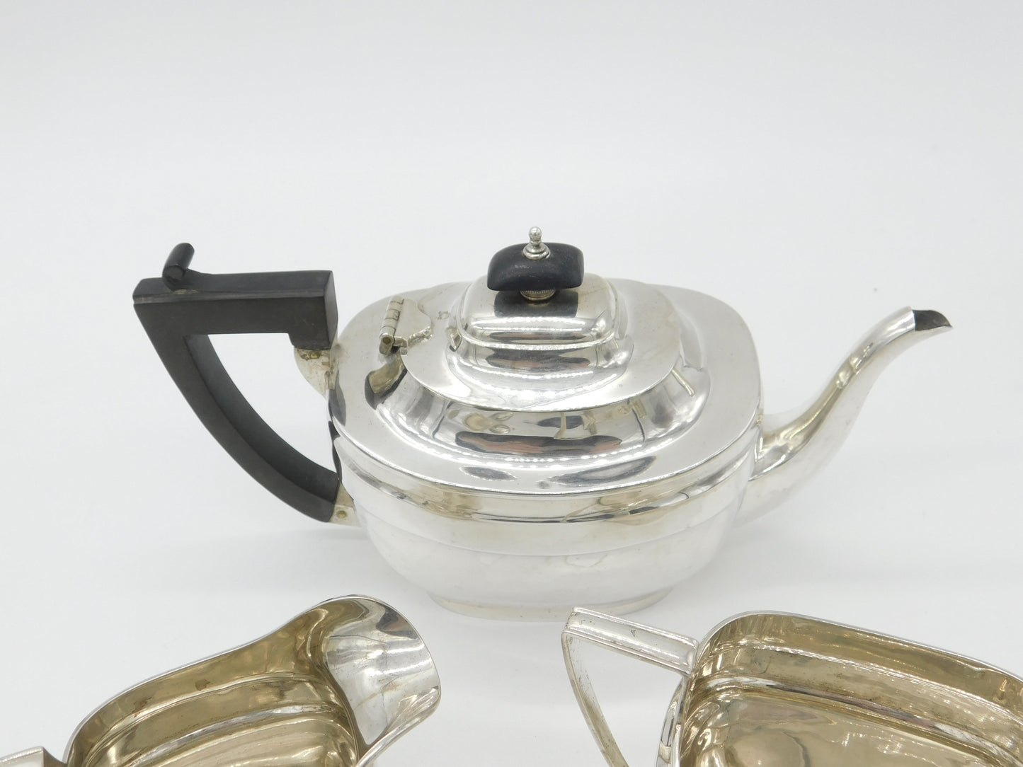 Asprey & Co. Sterling Silver Modernist Tea Set Antique 1915 Birmingham Art Deco