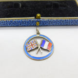 Sterling Silver WWI UK & France Colourful Enamel Pendant or Fob Antique c1918