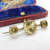 Victorian Sterling Silver Gilt & Faceted Citrine Bar Brooch Antique c1890