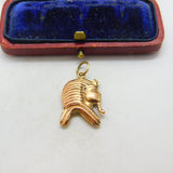 Egyptian 18ct Rose Gold Pharaoh Bust Pendant Charm Antique c1940