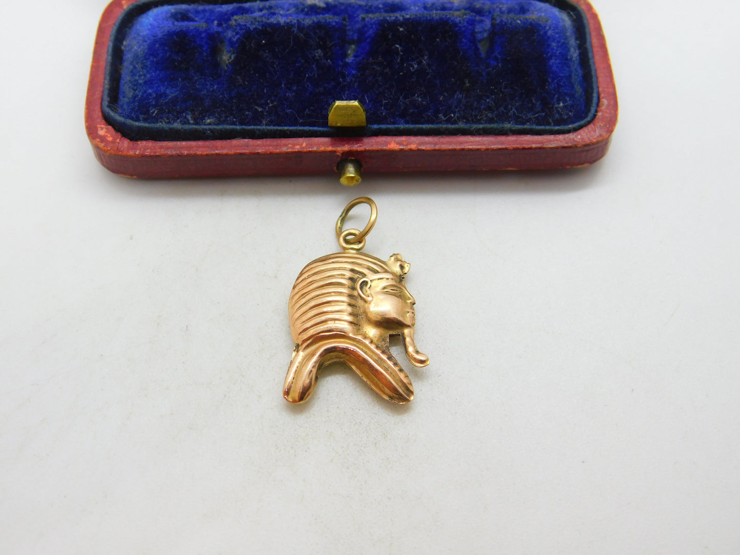 Egyptian 18ct Rose Gold Pharaoh Bust Pendant Charm Antique c1940