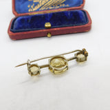 Victorian Sterling Silver Gilt & Faceted Citrine Bar Brooch Antique c1890