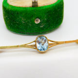 Victorian 15ct Yellow Gold & 1ct Aquamarine Bar Brooch Antique c1890