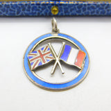 Sterling Silver WWI UK & France Colourful Enamel Pendant or Fob Antique c1918