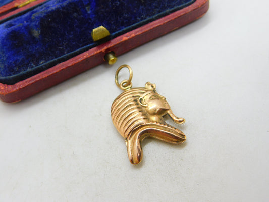 Egyptian 18ct Rose Gold Pharaoh Bust Pendant Charm Antique c1940