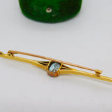 Victorian 15ct Yellow Gold & 1ct Aquamarine Bar Brooch Antique c1890