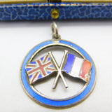 Sterling Silver WWI UK & France Colourful Enamel Pendant or Fob Antique c1918