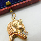 Egyptian 18ct Rose Gold Pharaoh Bust Pendant Charm Antique c1940