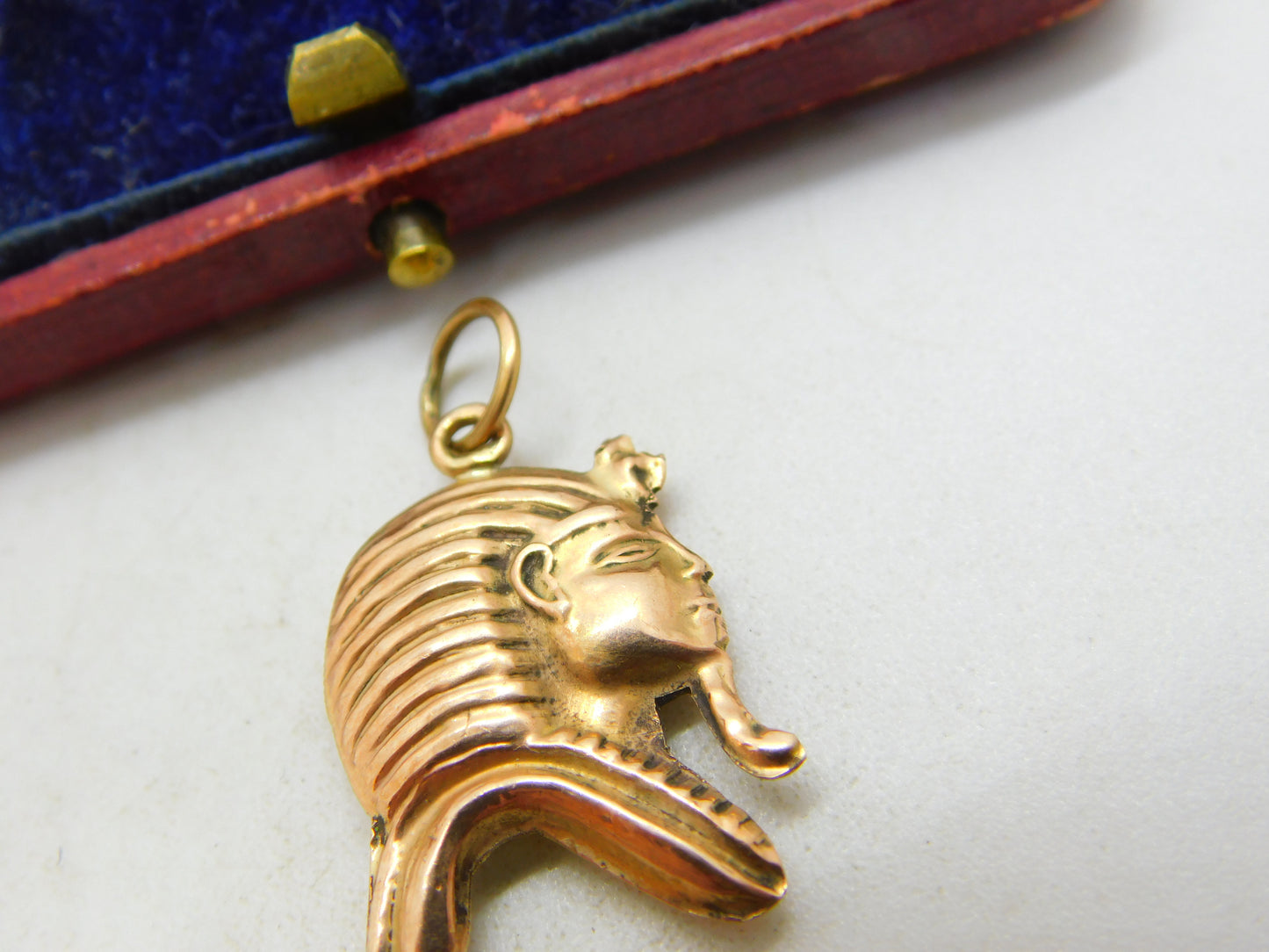 Egyptian 18ct Rose Gold Pharaoh Bust Pendant Charm Antique c1940