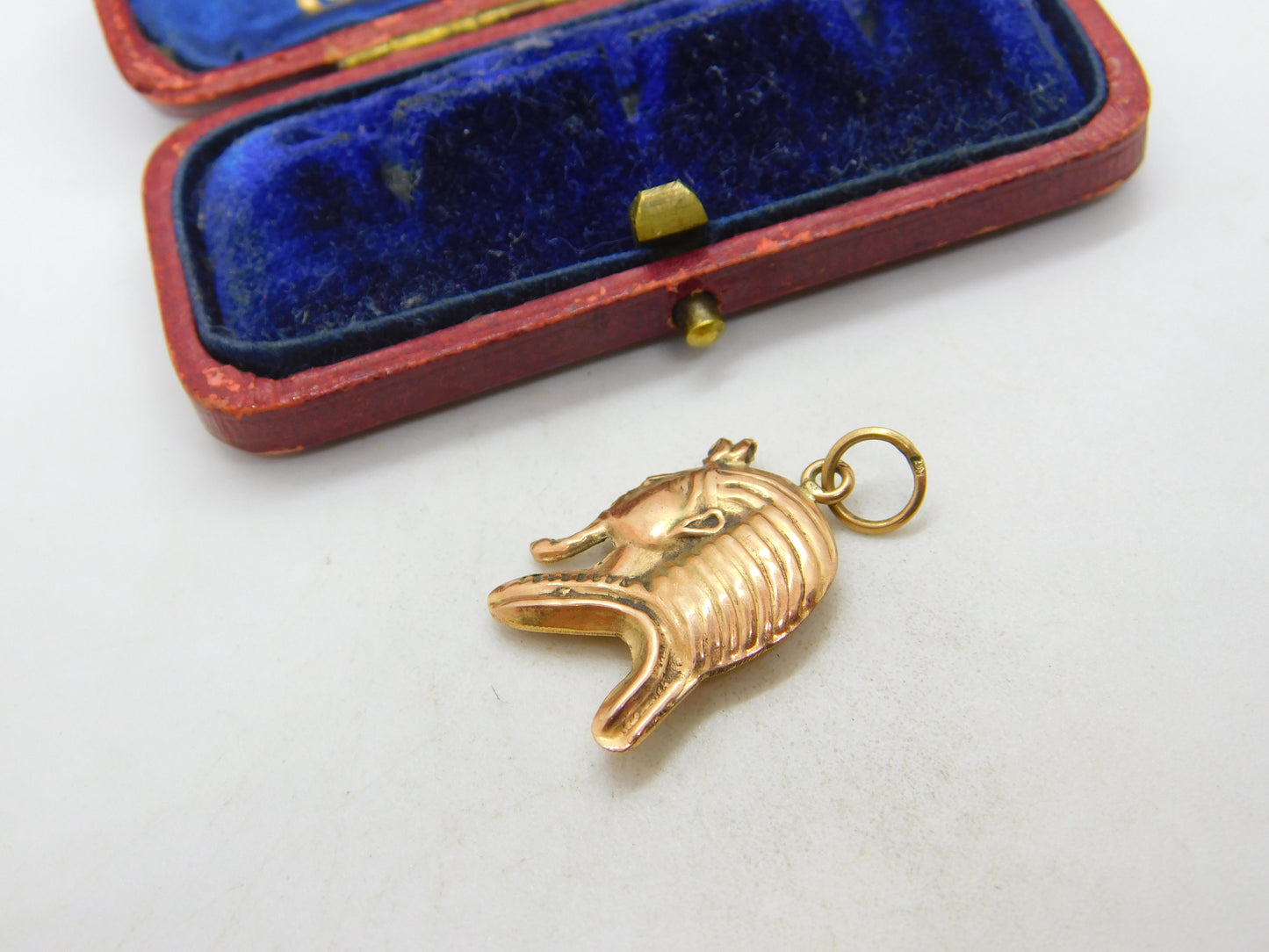 Egyptian 18ct Rose Gold Pharaoh Bust Pendant Charm Antique c1940