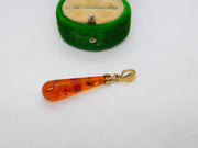 9ct Yellow Gold Mounted Baltic Amber Drop Pendant Vintage 1998 London