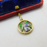 9ct Yellow Gold & Enamel Angel Form Drop Pendant Vintage 1960 Birmingham