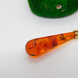 9ct Yellow Gold Mounted Baltic Amber Drop Pendant Vintage 1998 London