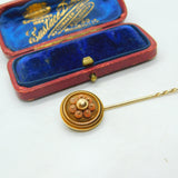Victorian 18ct Yellow Gold & Coral Set Stick Pin Antique c1880 Etruscan Style