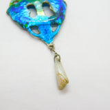 Victorian Art Nouveau Sterling Silver & Blue-Green Enamel Pearl Drop Pendant c1890